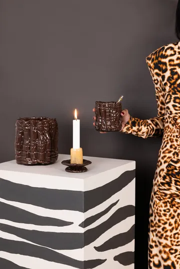 Lara candle holder XS 9 cm - Orange-brown - Byon
