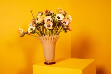 Lori vase 28 cm - Yellow-bordeaux - Byon