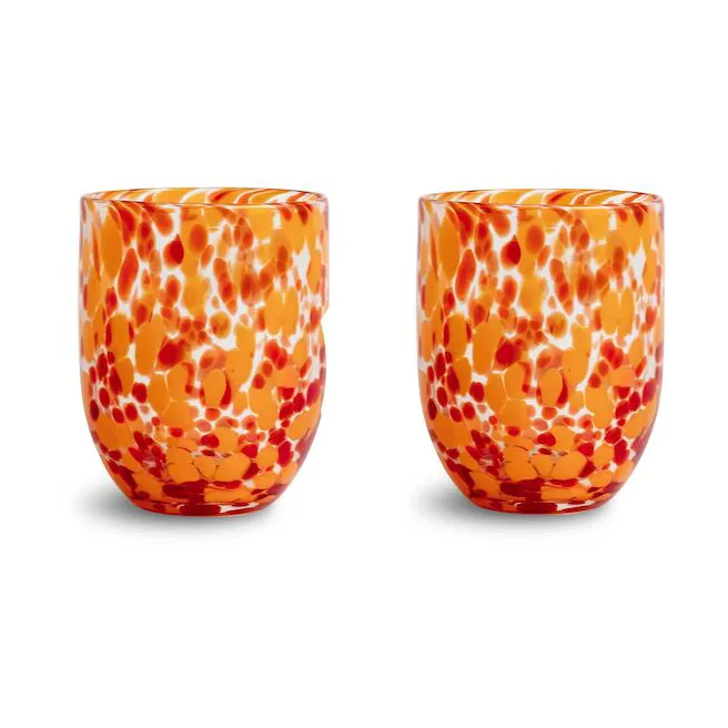Messy Glass 30 cl 2-Pack, Red-orange Byon