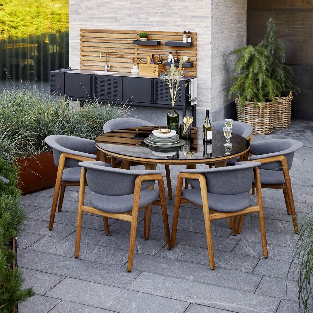 Aspect dining table round, Fossil grey-teak Cane-line