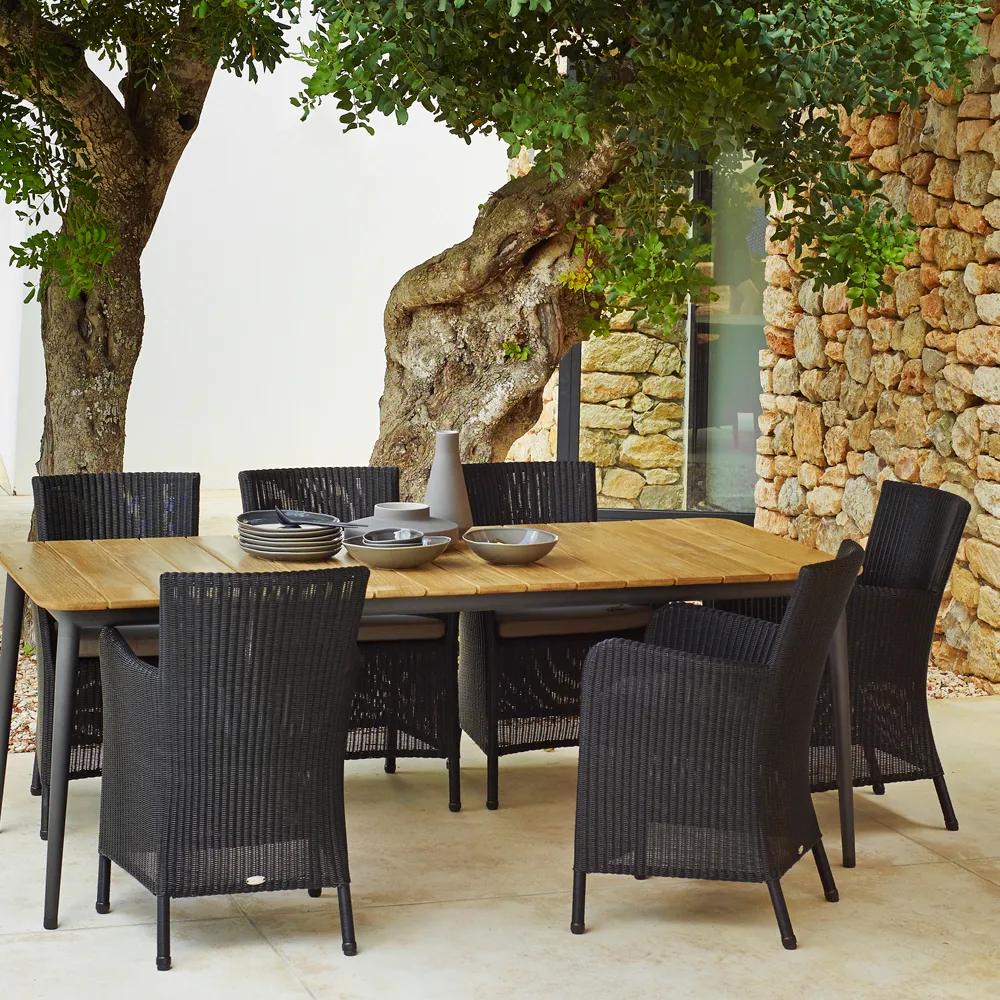 Core dining table teak 160x100x74 cm, Lava grey stand Cane-line