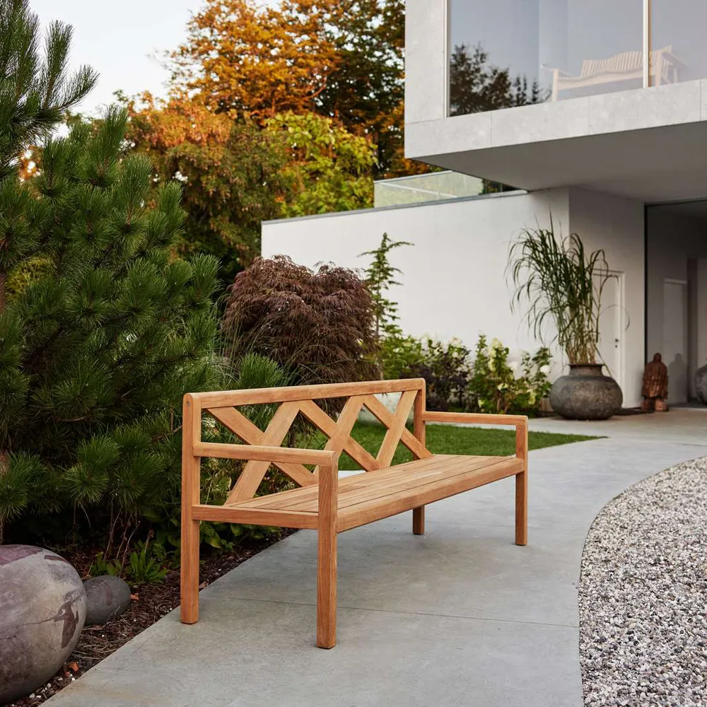 Grace 3-seater bench, Light grey, teak Cane-line