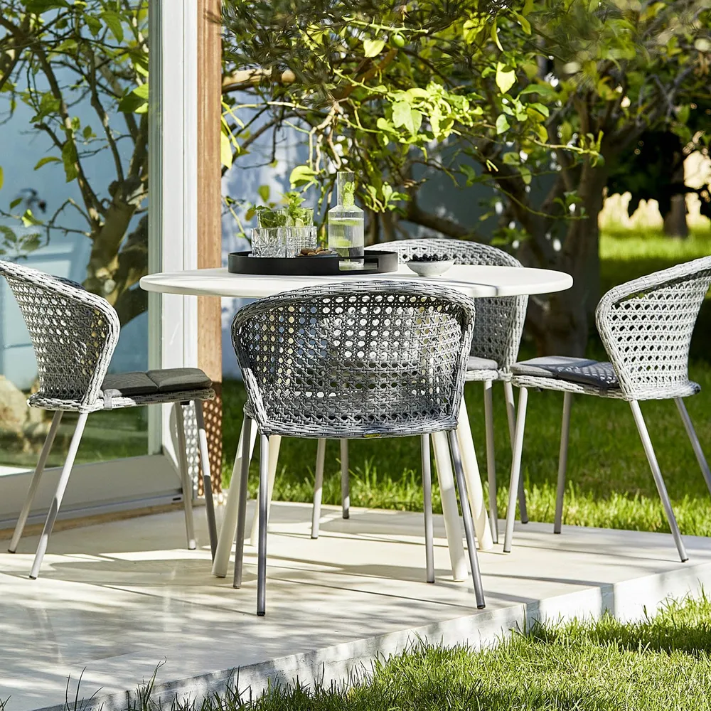 Lean chair, White grey, Cane-Line weave Cane-line