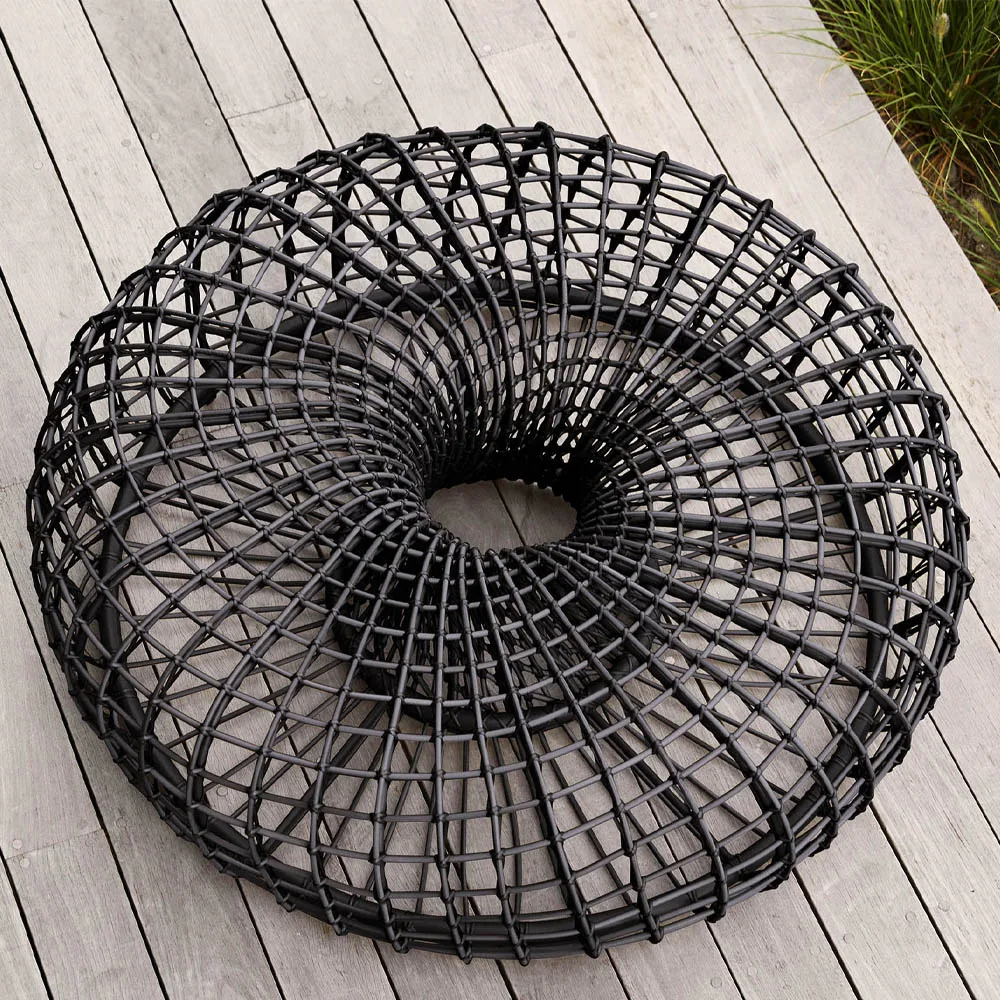 Nest table/footstool, Lava grey, large, incl. glass top Cane-line