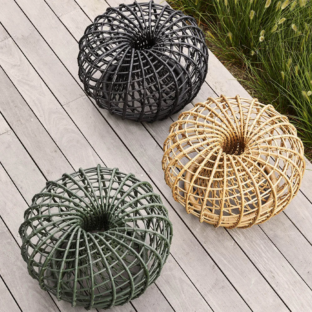 Nest table/footstool, Natural, large, incl. glass top Cane-line