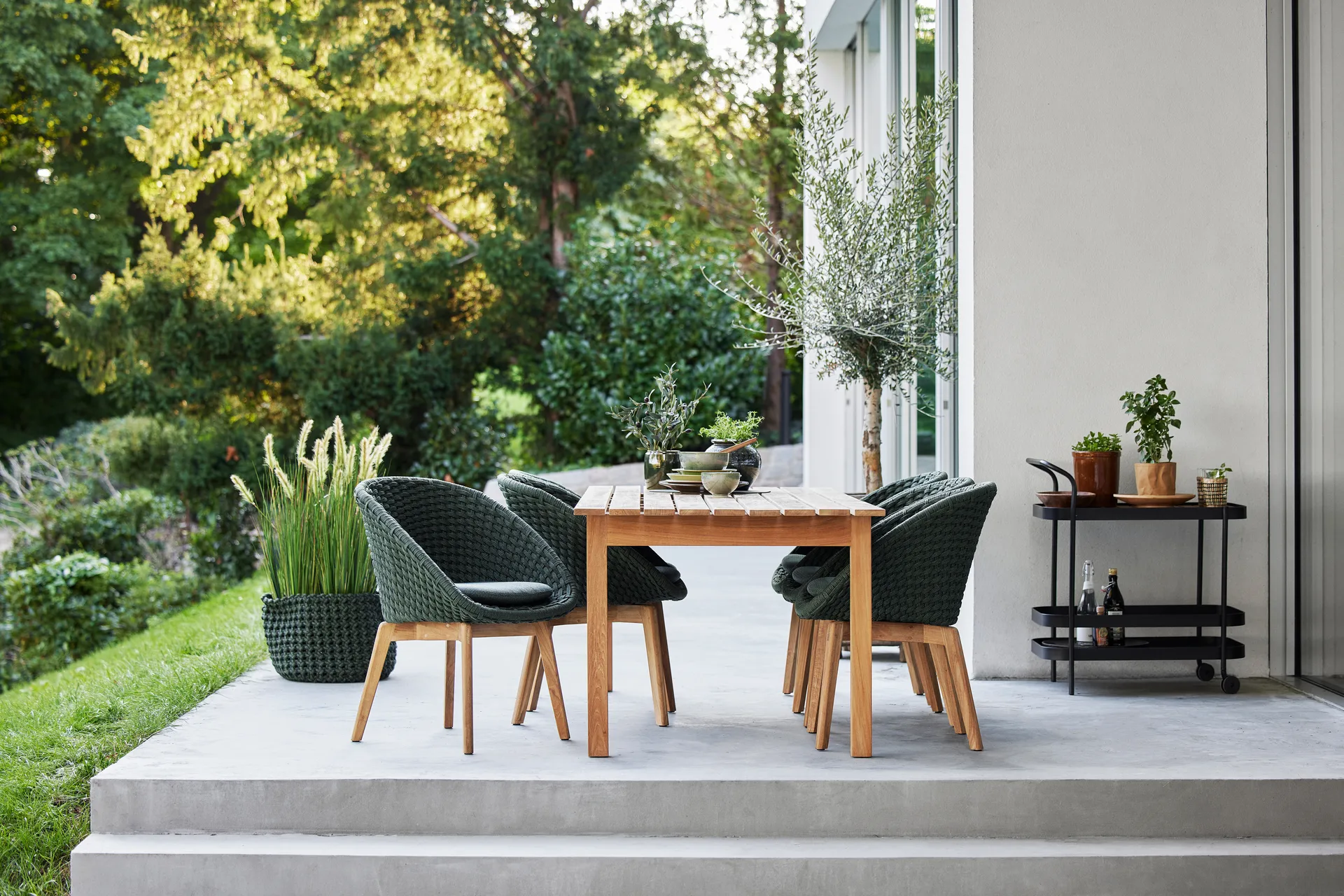 Peacock chair soft rope, Dark green, teak Cane-line