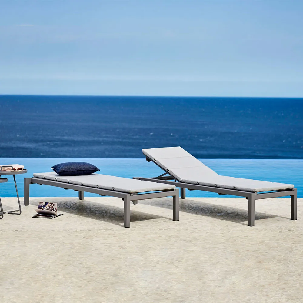 Relax sun lounger, Cane-Line Natté light grey, incl. cushion Cane-line