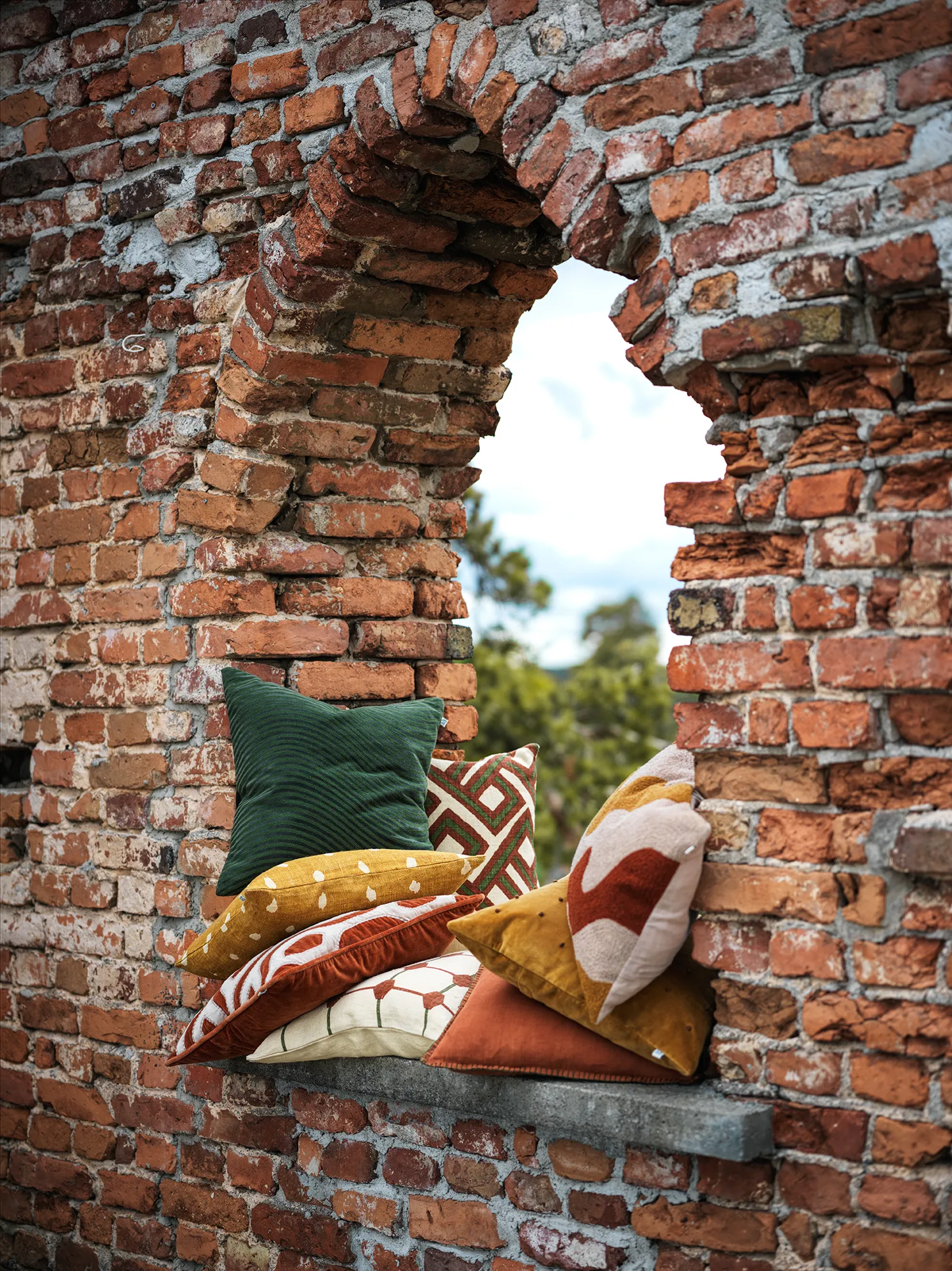 Arun cushion cover 50x50 cm, Terracotta-forest green Chhatwal & Jonsson