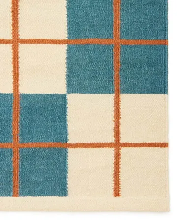 Haveli rug 180x270 cm - Heaven blue-light khaki-rust - Chhatwal & Jonsson