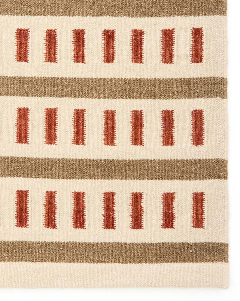 Ladakh wool rug, Off white-beige-rust, 180x270 cm Chhatwal & Jonsson