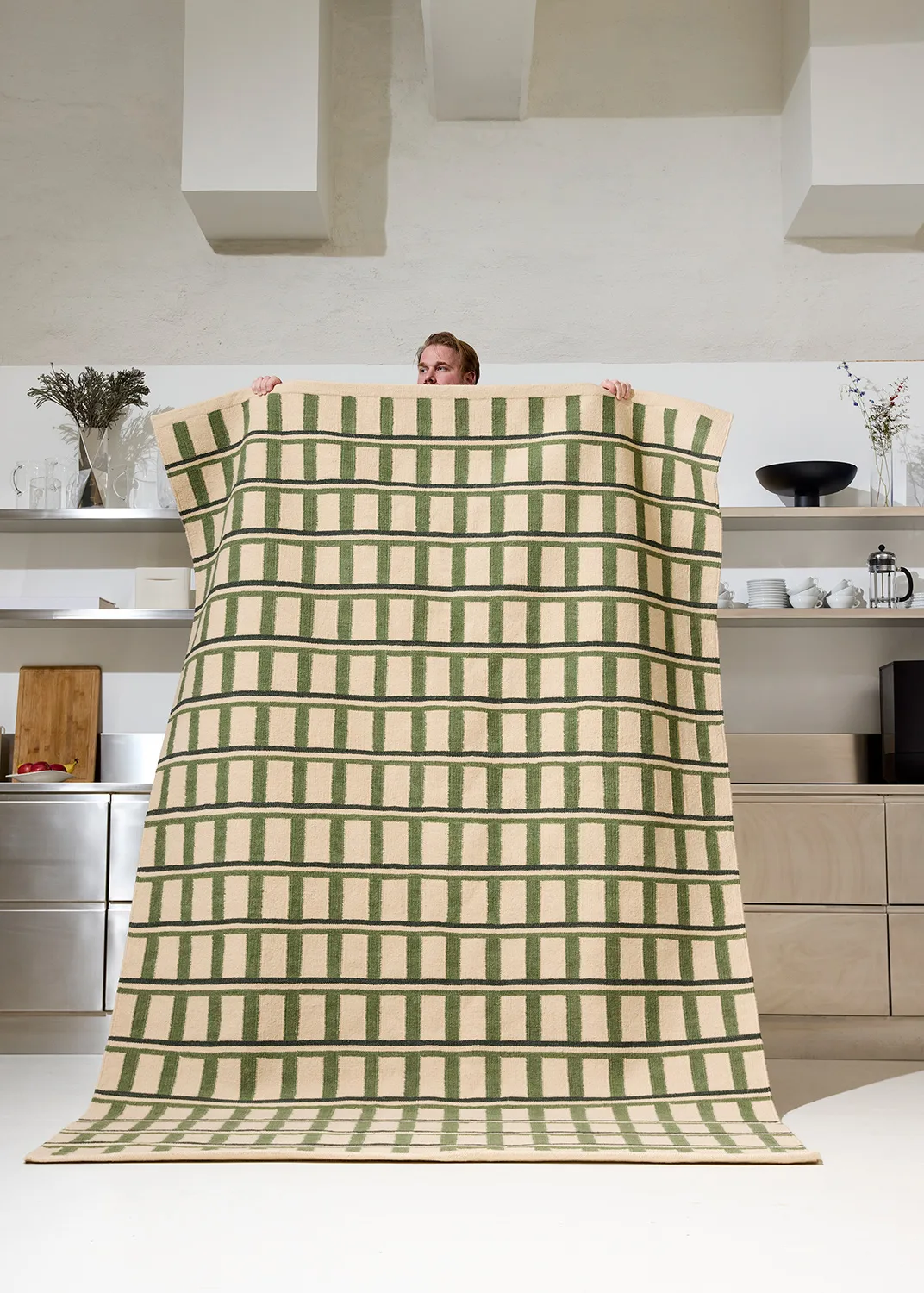 Mysore wool rug, Off white-green-dark green, 230x320 cm Chhatwal & Jonsson
