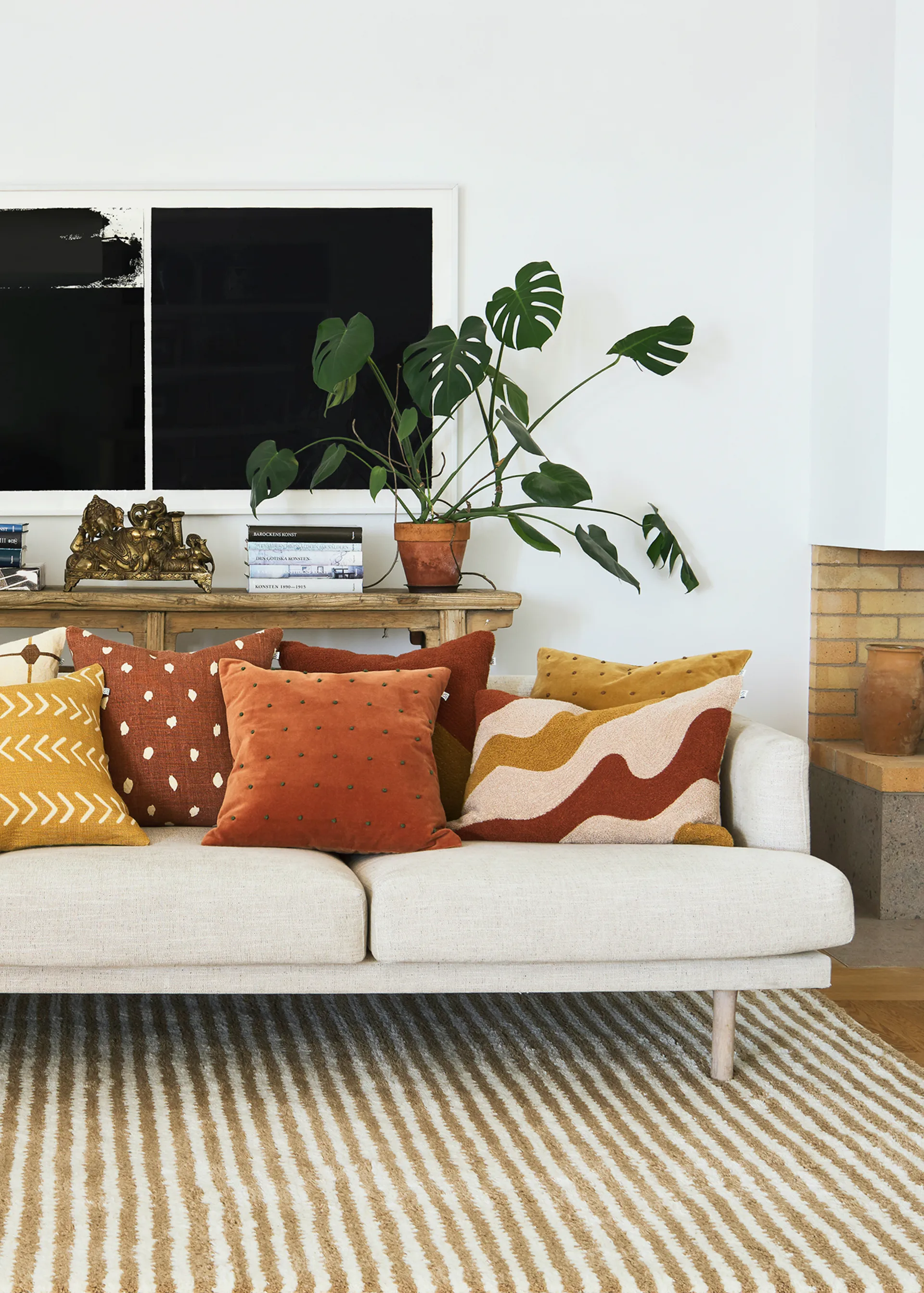 Roma cushion cover 50x50 cm, Masala yellow-cognac Chhatwal & Jonsson