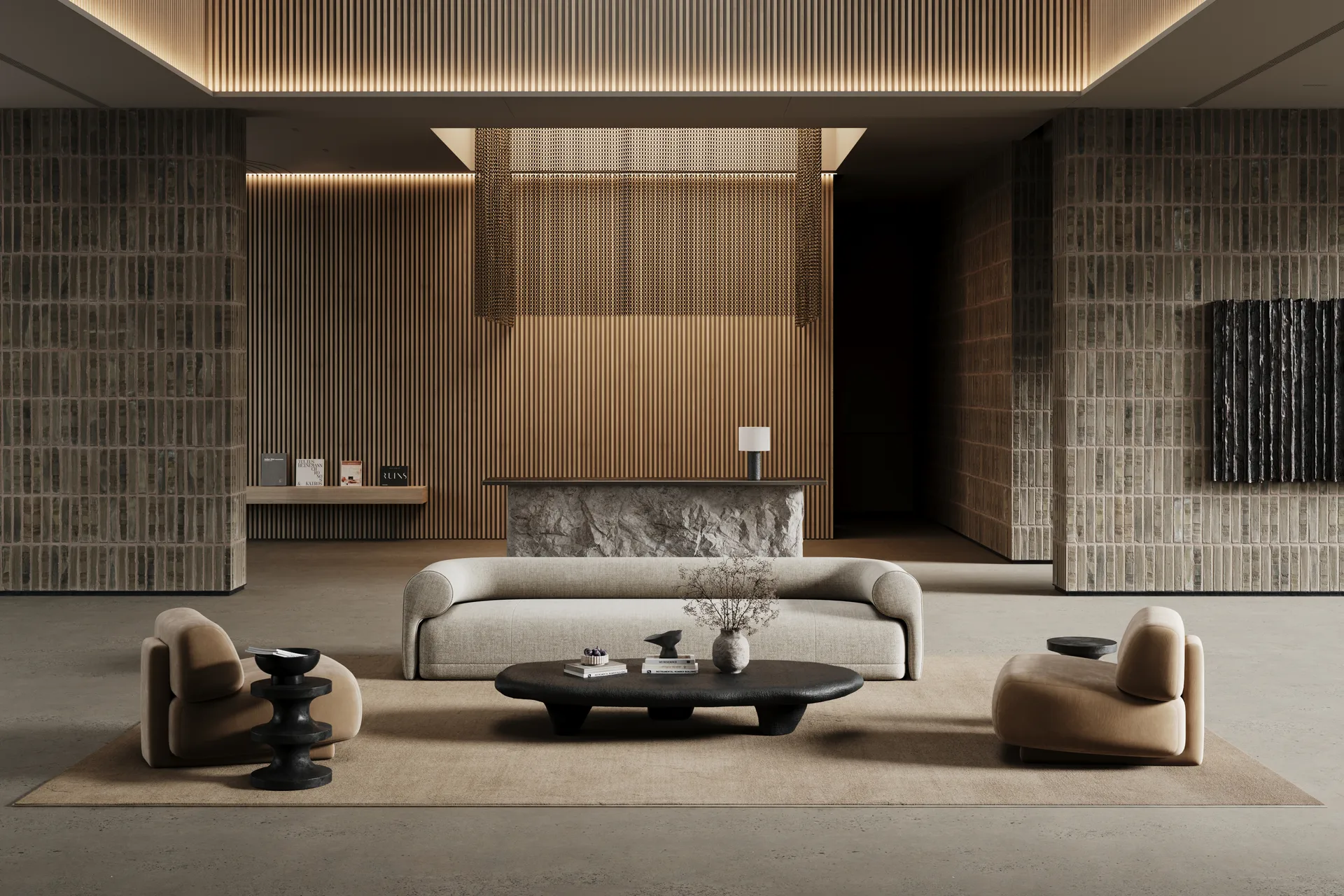 Lobby rug with overlock stitching, Beige, 200x200 cm Classic Collection