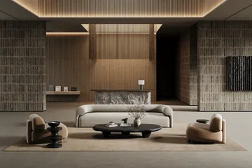 Lobby rug with overlock stitching - Beige, 200x200 cm - Classic Collection