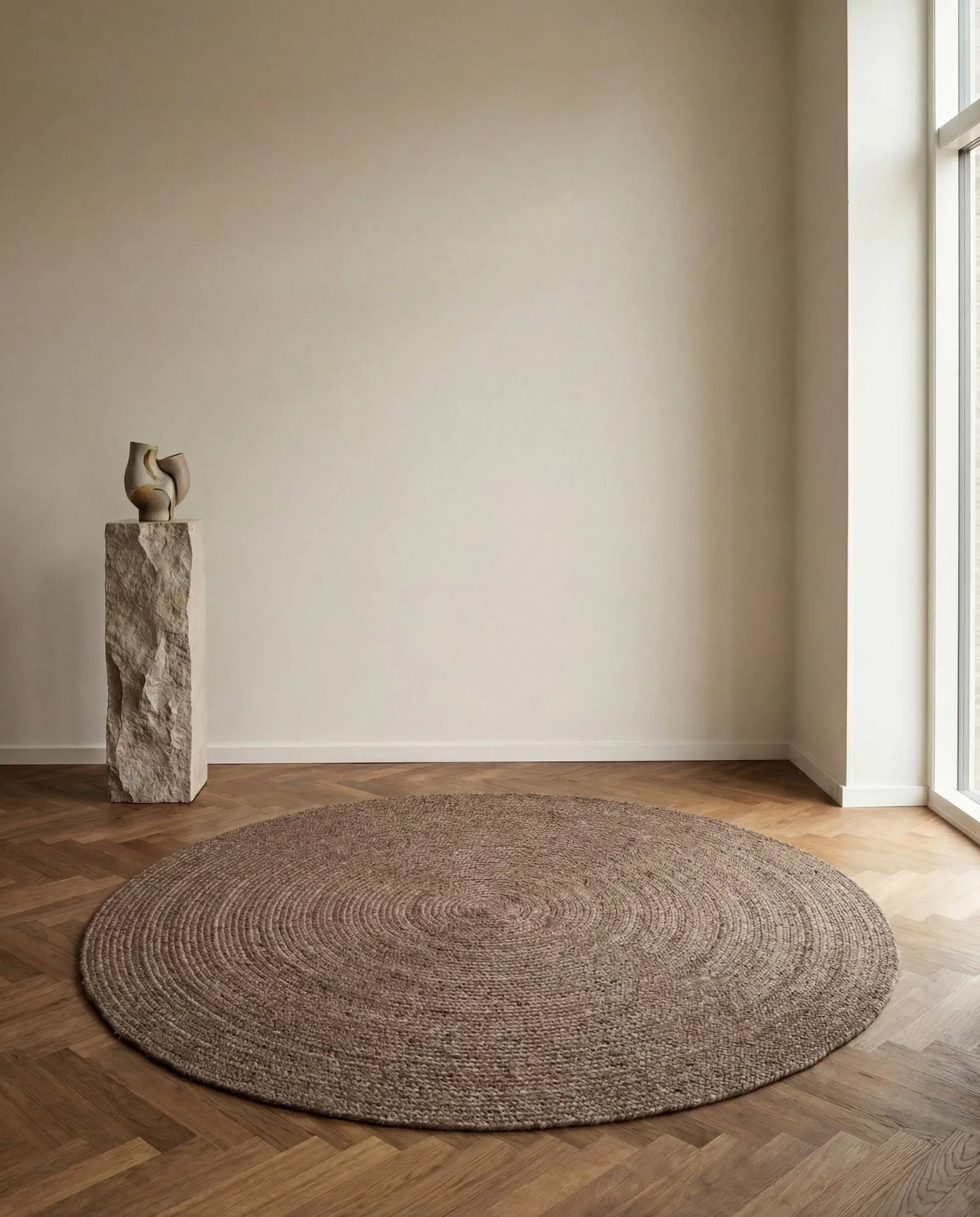 Merino wool carpet round Ø200 cm, Brown Classic Collection