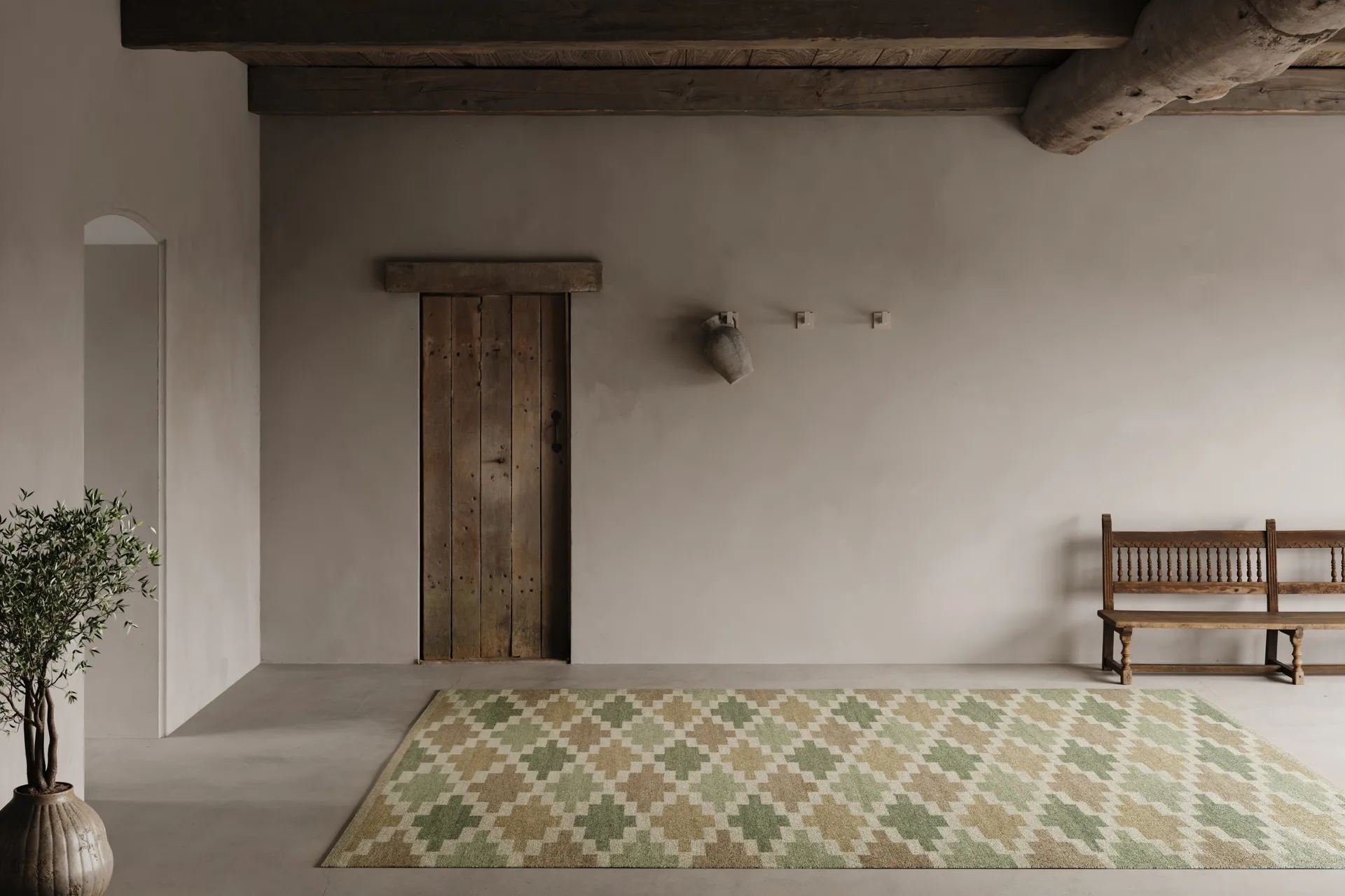 Röllakan Korsnäs rug, Green beige, 250x350 cm Classic Collection