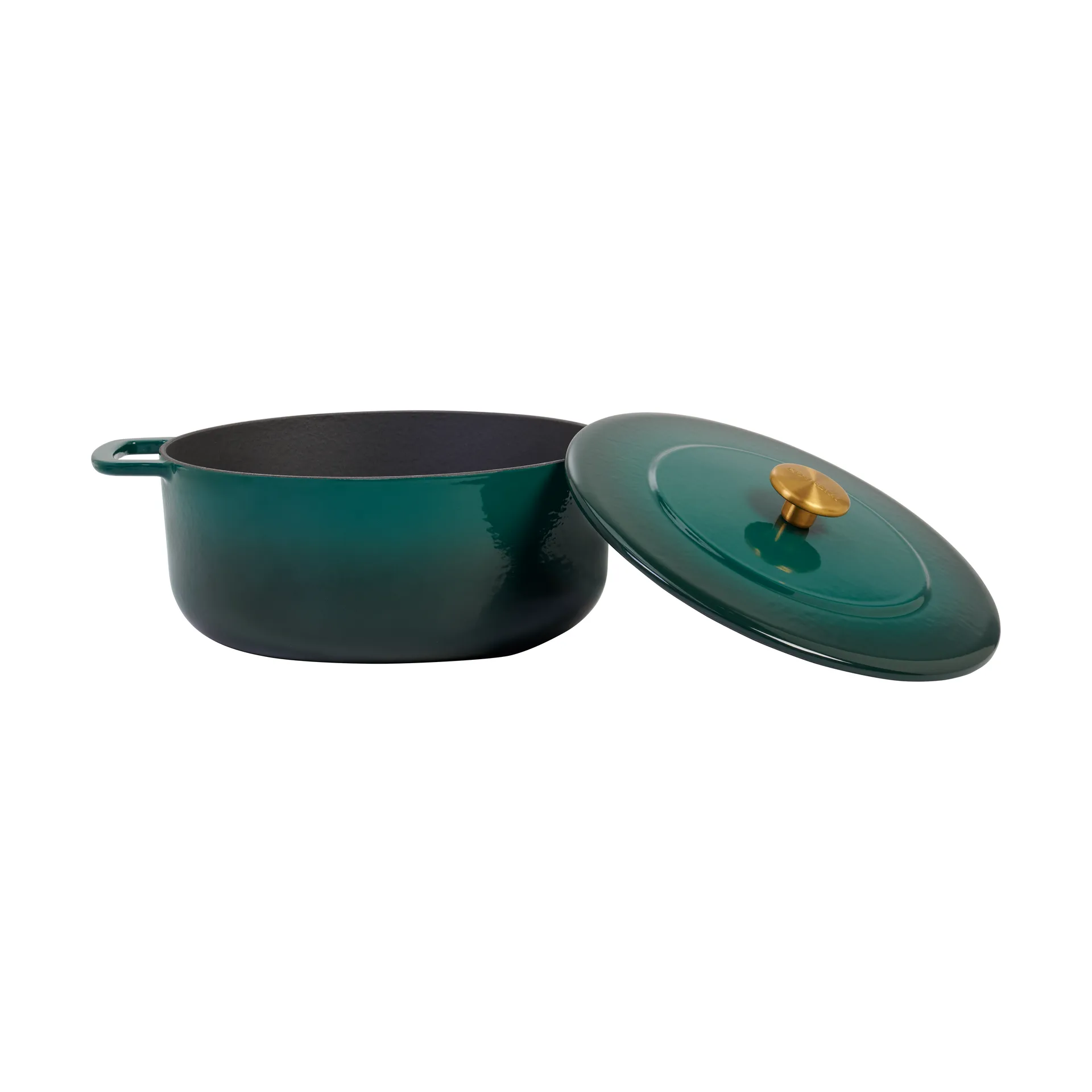 Combekk Enameled cast iron casserole Ø24 cm, Holly Green-gold knob Combekk