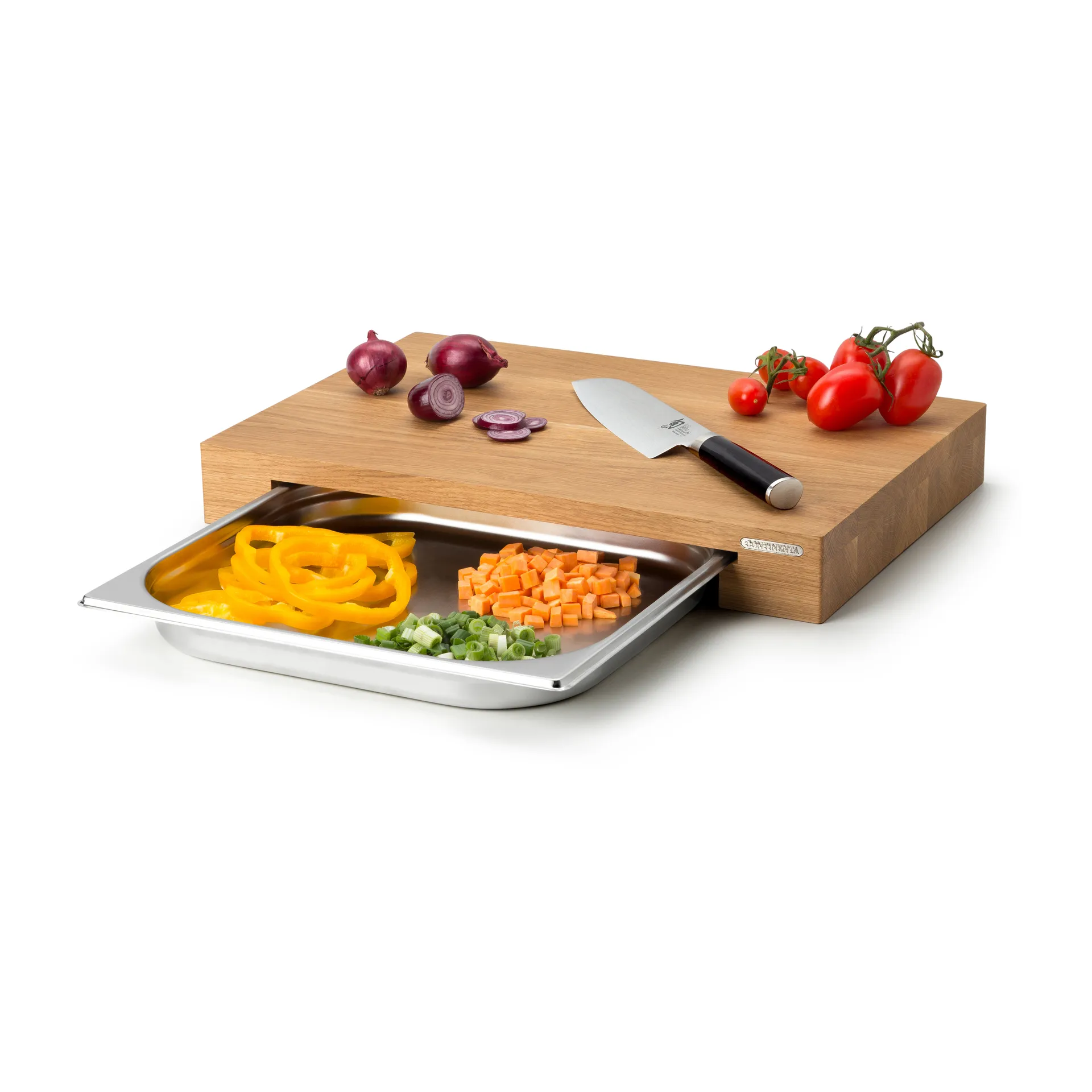 Cutting board oak with 1 tray, 27x39 cm Continenta