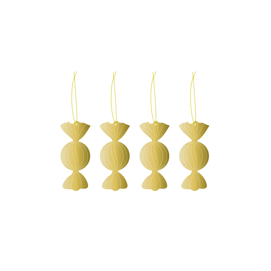 Cooee bauble brass 4-pack, Caramel Cooee Design