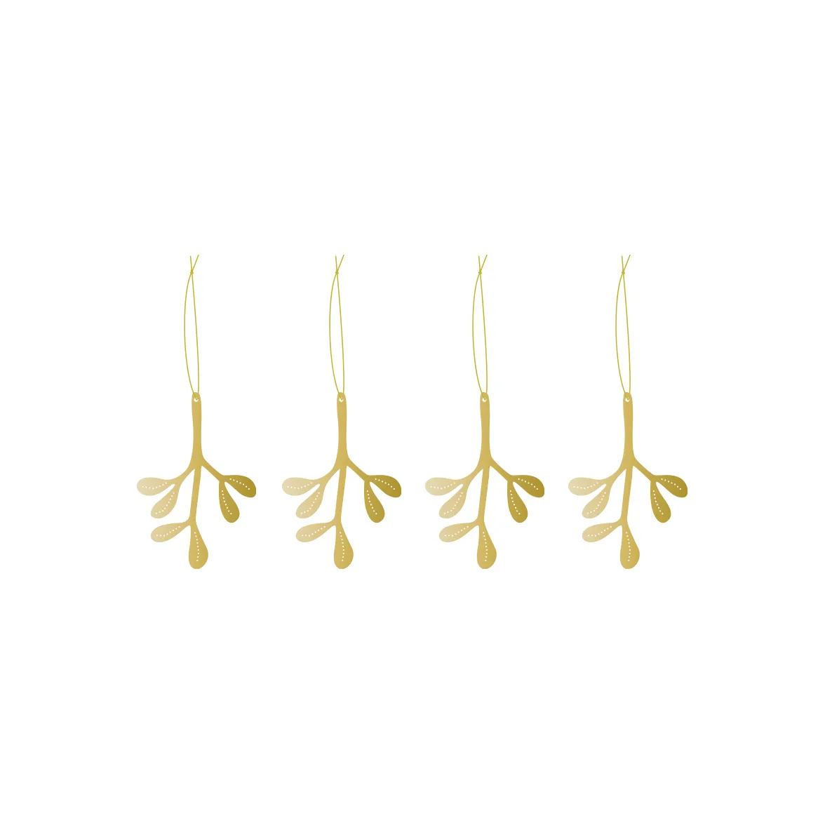 Cooee bauble brass 4-pack, Mistletoe Cooee Design