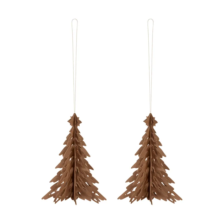 Paper Pinetree decoration hanger 2-pack - Coffee - Cooee Design