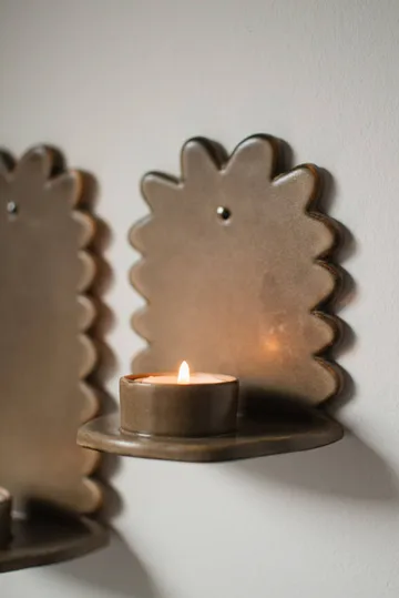 Flowery wall candle holder - Beige - DBKD