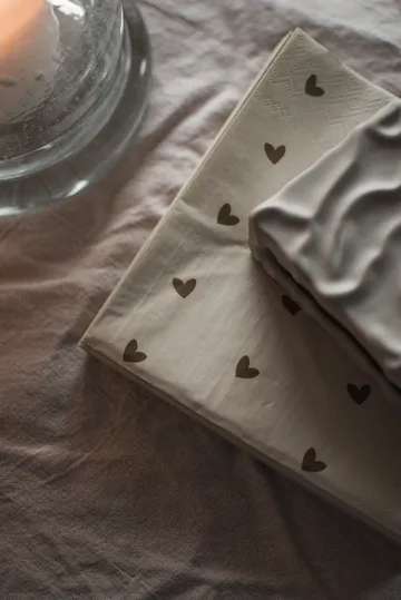 Heart paper napkin 33x33 cm 20-pack - Brown-beige - DBKD