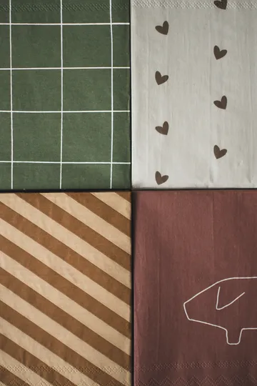 Heart paper napkin 33x33 cm 20-pack - Brown-beige - DBKD