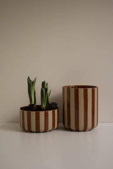 Line pot Ø14x16 cm - Stripe nougat - DBKD