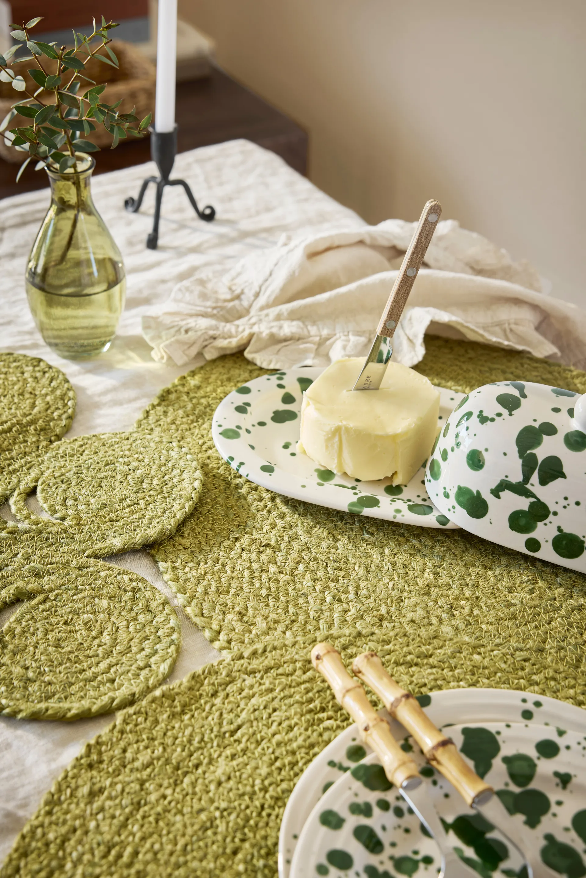 Elin placemat anemone Ø40 cm, Avocado Dixie
