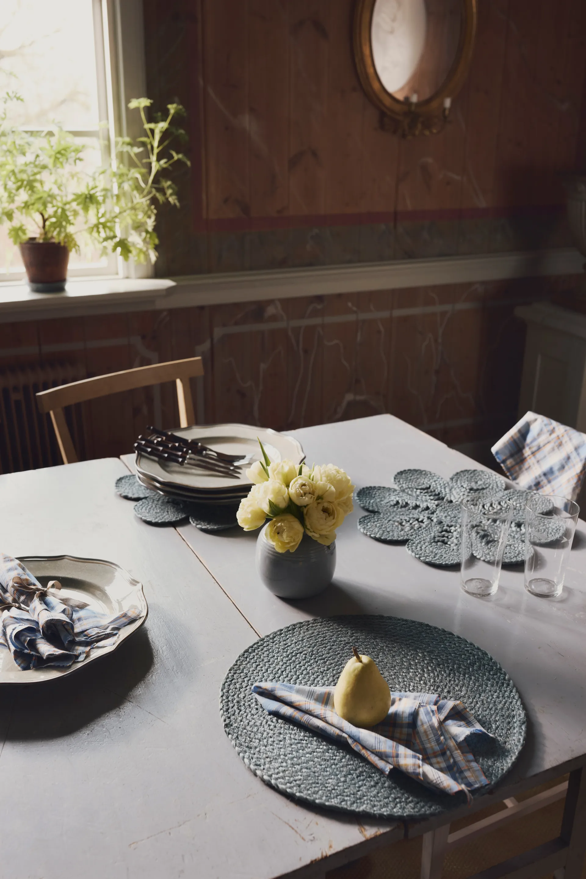 Elin placemat oval, Horizon blue Dixie