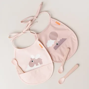Happy Clouds Tiny bib 2-pack - Powder - Done by deer