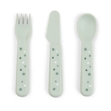 Happy Dots foodie cutlery set 3 pieces - Green - Done by deer