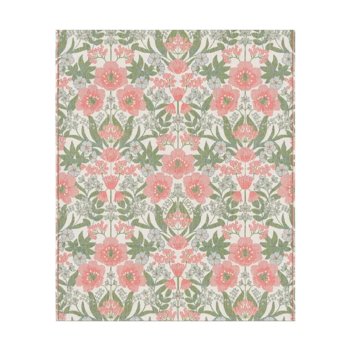 Bettys tulpaner blanket 140x170 cm - Pink-green - Ekelund Linneväveri