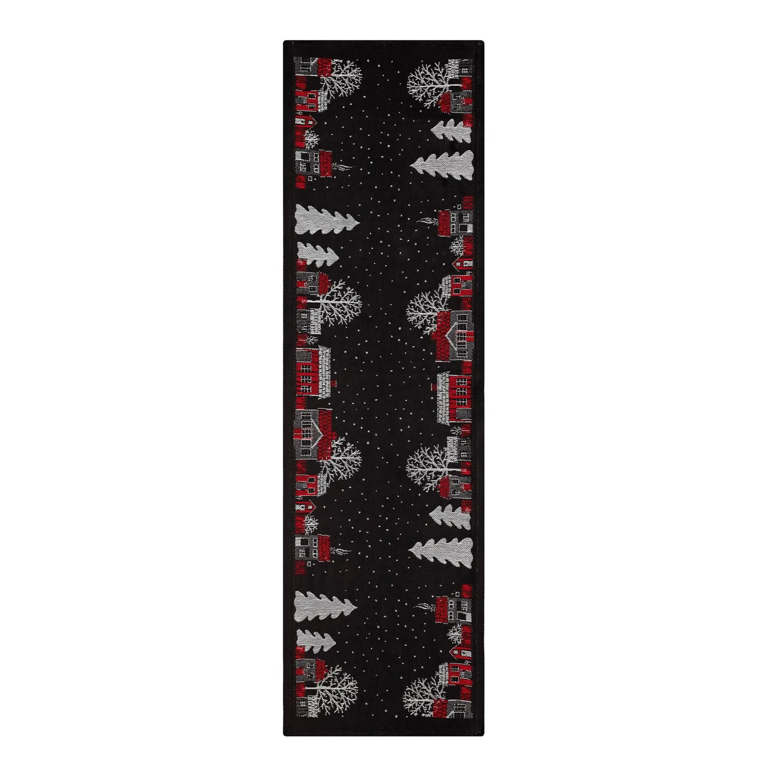 Julstad table runner, black Ekelund Linneväveri