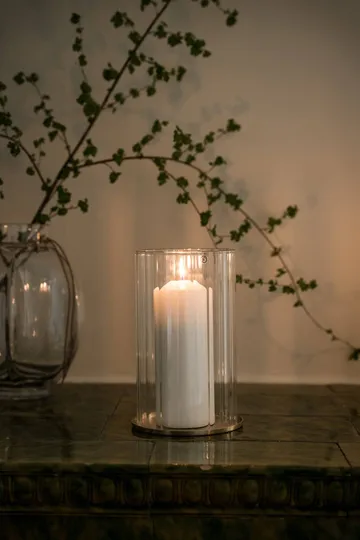 Ernst candle holder for pillar candle - Brass-glass, Ø13x21 cm - ERNST