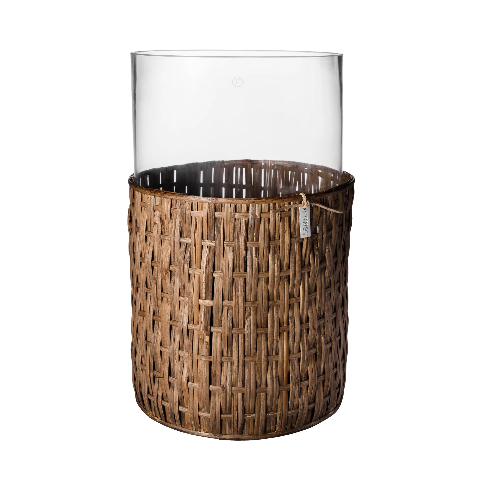 Ernst vase/tealight holder in basket, Dark brown, Ø18x30 cm ERNST