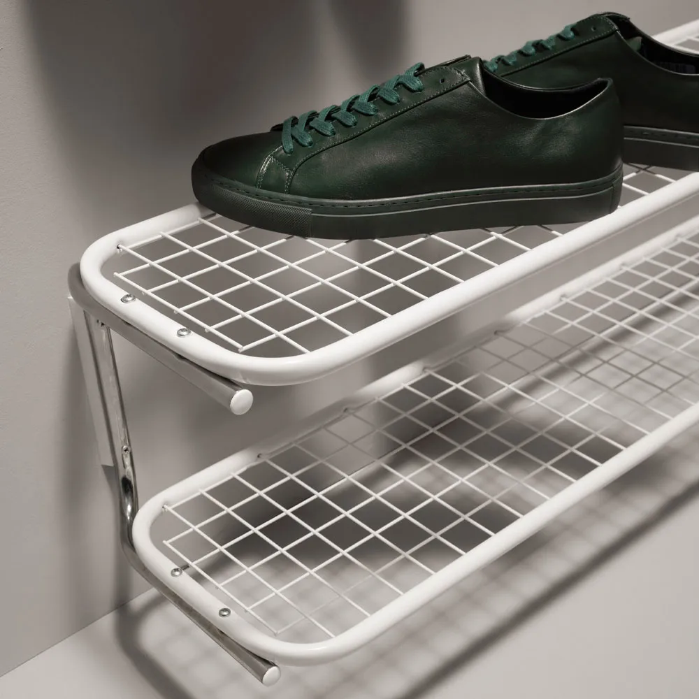 Classic 650 shoe shelf, White/chrome, 2 levels, 120 cm Essem Design