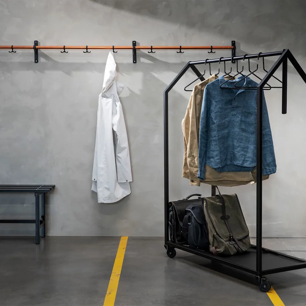 Nostalgi Hook rack, Walnut, white stand Essem Design