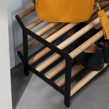 Tamburin shoe shelf 60 cm - oak-black - Essem Design