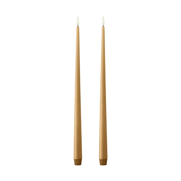 ester & erik taper candle LED 2-pack - 27 Almond butter, 40 cm - ester & erik