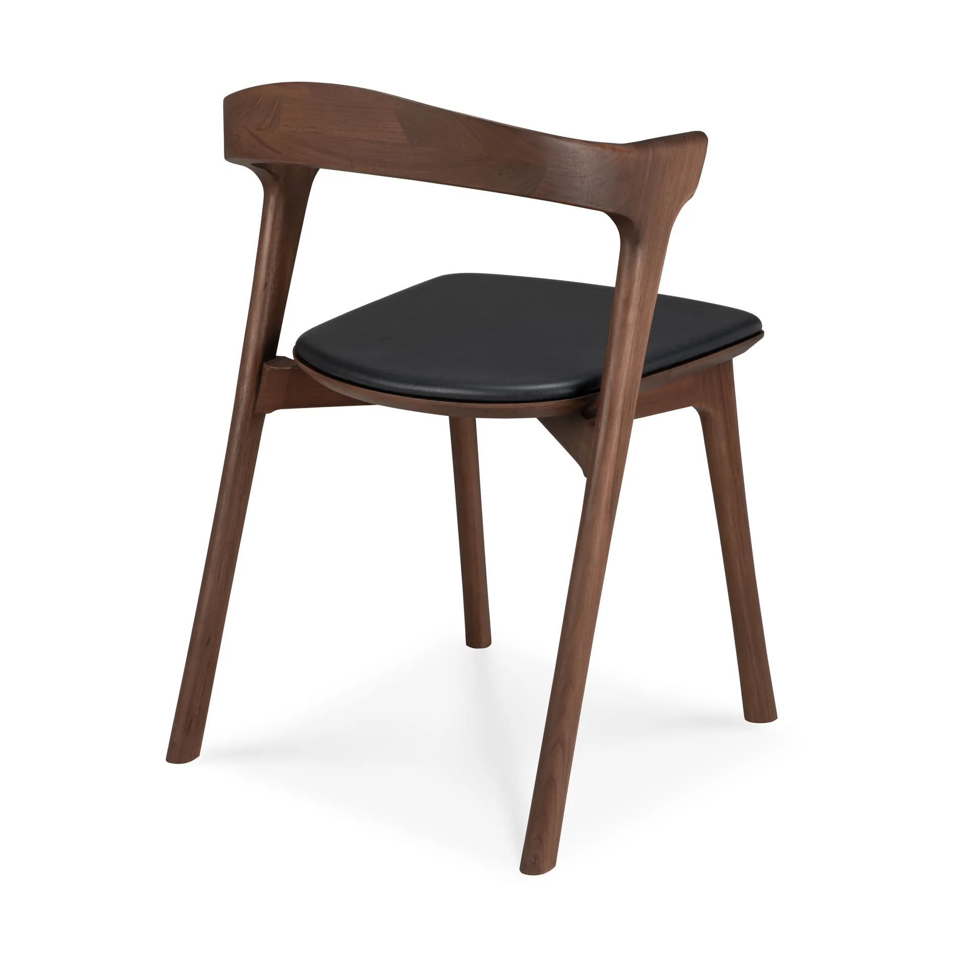 Beech dining chair, Brown teak-black leather Ethnicraft