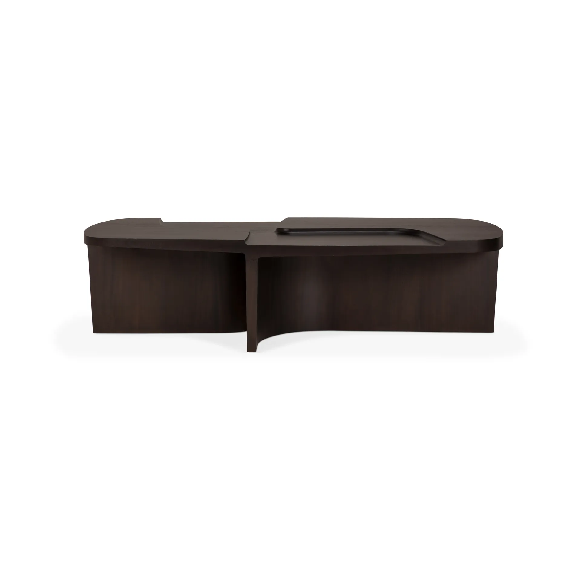 Brutalist coffee table, Rose brown mahogany, 143x75 cm Ethnicraft