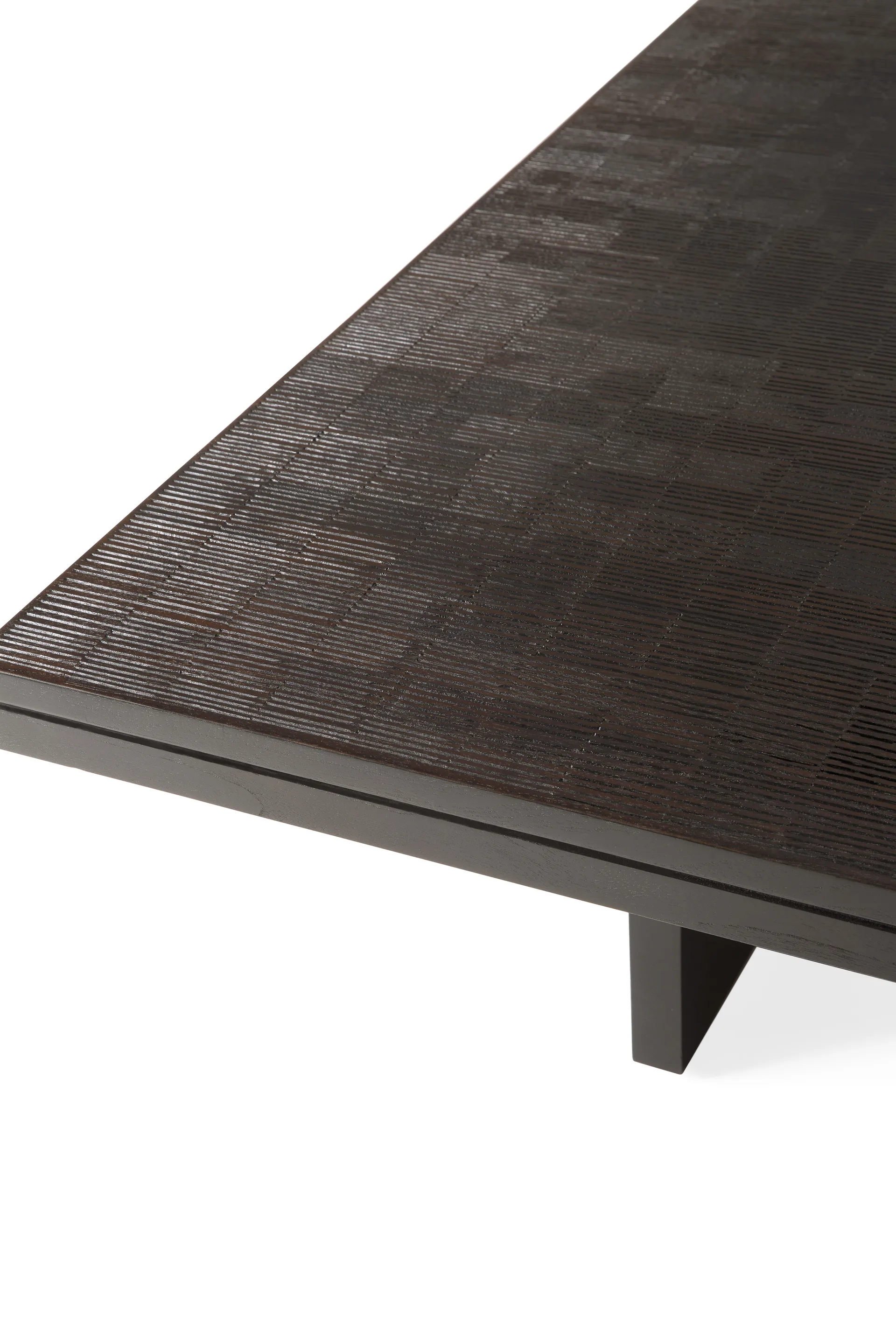 Grooves coffee table, Off black teak, 135x65 cm Ethnicraft