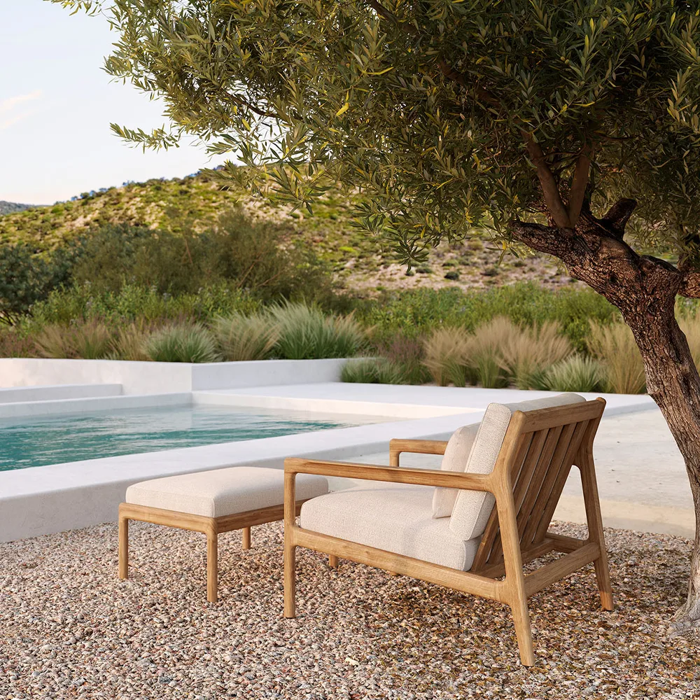 Jack outdoor footstool teak, Off-white Ethnicraft