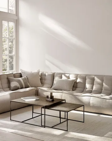 N701 modular corner sofa with rounded corner, fabric Beige, 330x260 cm - Ethnicraft