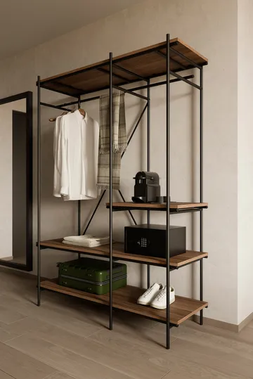 Oscar hallway furniture/floor shelf - Dark stained teak - Ethnicraft