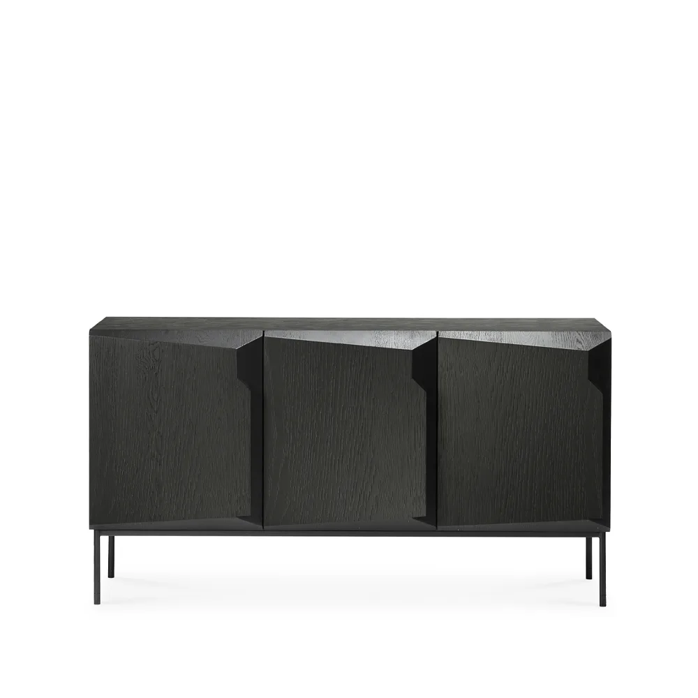 Stairs sideboard 3 doors, Black stained oak 150x80x46 cm Ethnicraft