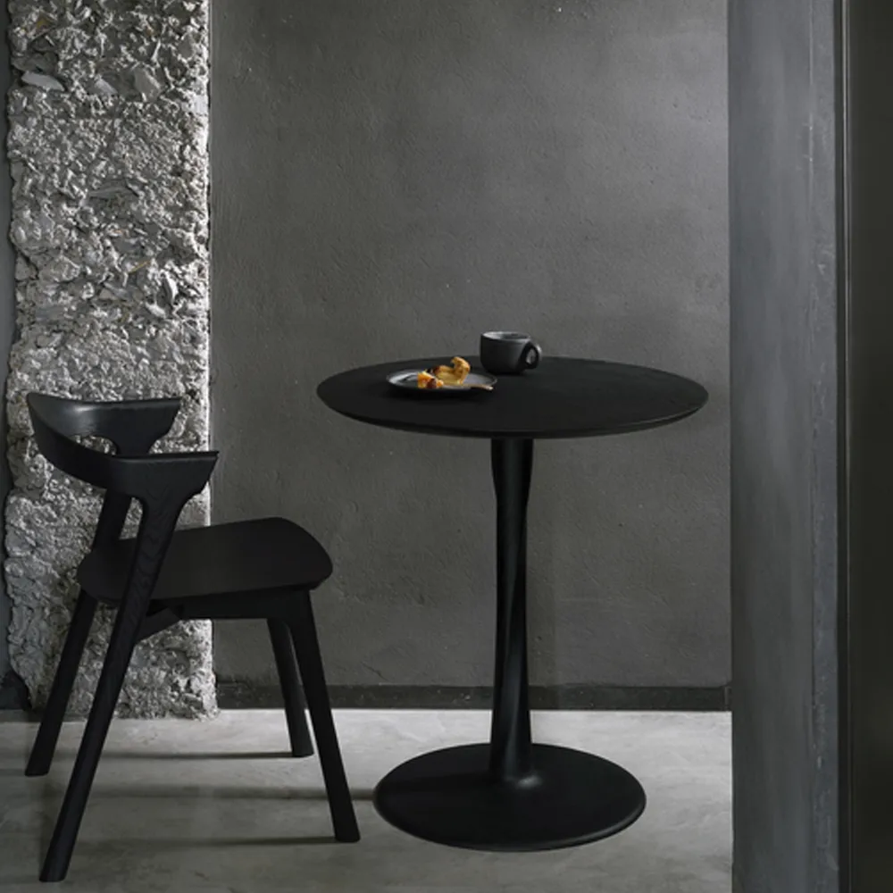 Torsion dining table, Black-stained oak, Ø70 cm Ethnicraft