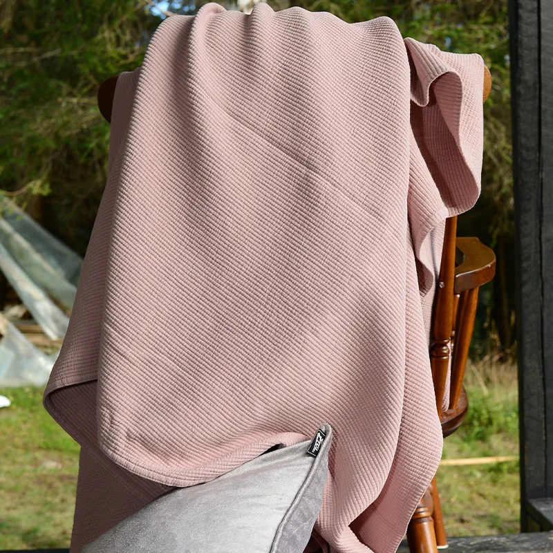 Stripe bedspread stonewashed cotton 260x260, Dusty rose Etol Design
